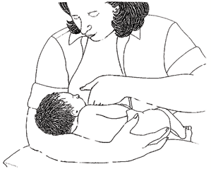 woman showing how to breastfeed using the cradle hold
