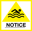 Swimming notice warning sign.