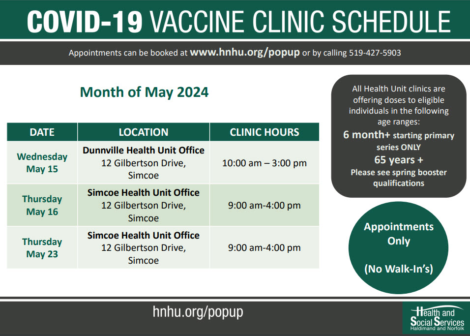 HNHU  COVID-19 Vaccine clinic schedule May 2024 