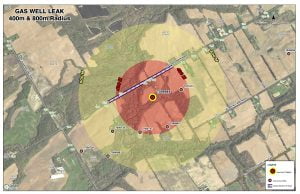 Hydrogen sulphide gas leak map.