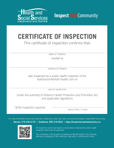 Certificate of inspection