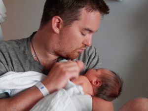 dad and baby in the hospital
