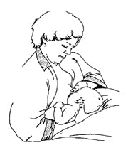 drawing of football position for breastfeeding